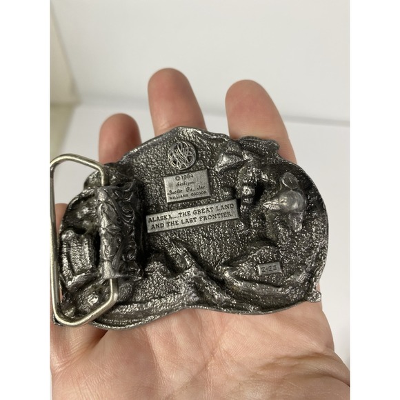 Alaska Great Land Last Frontier State Vintage 1984 Siskiyou Belt Buckle Enamel - Picture 2 of 4